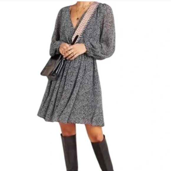 Anthropologie Dresses & Skirts - MAEVE Carolyn Animal Print Elastic Waist Long Sleeve Mini Dress Size X-Small